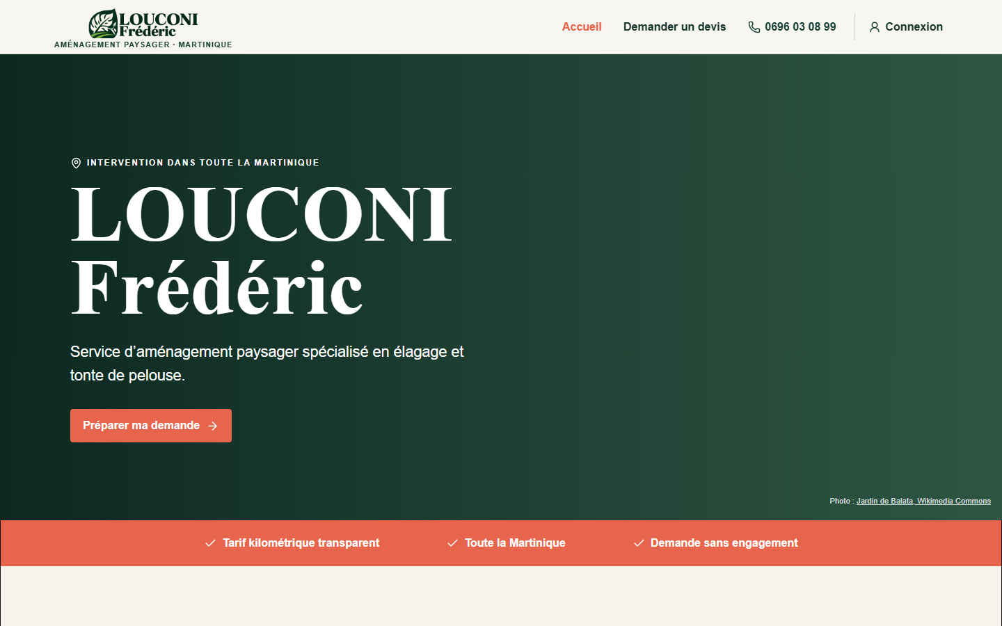 Page d’accueil de l’application LOUCONI Frédéric